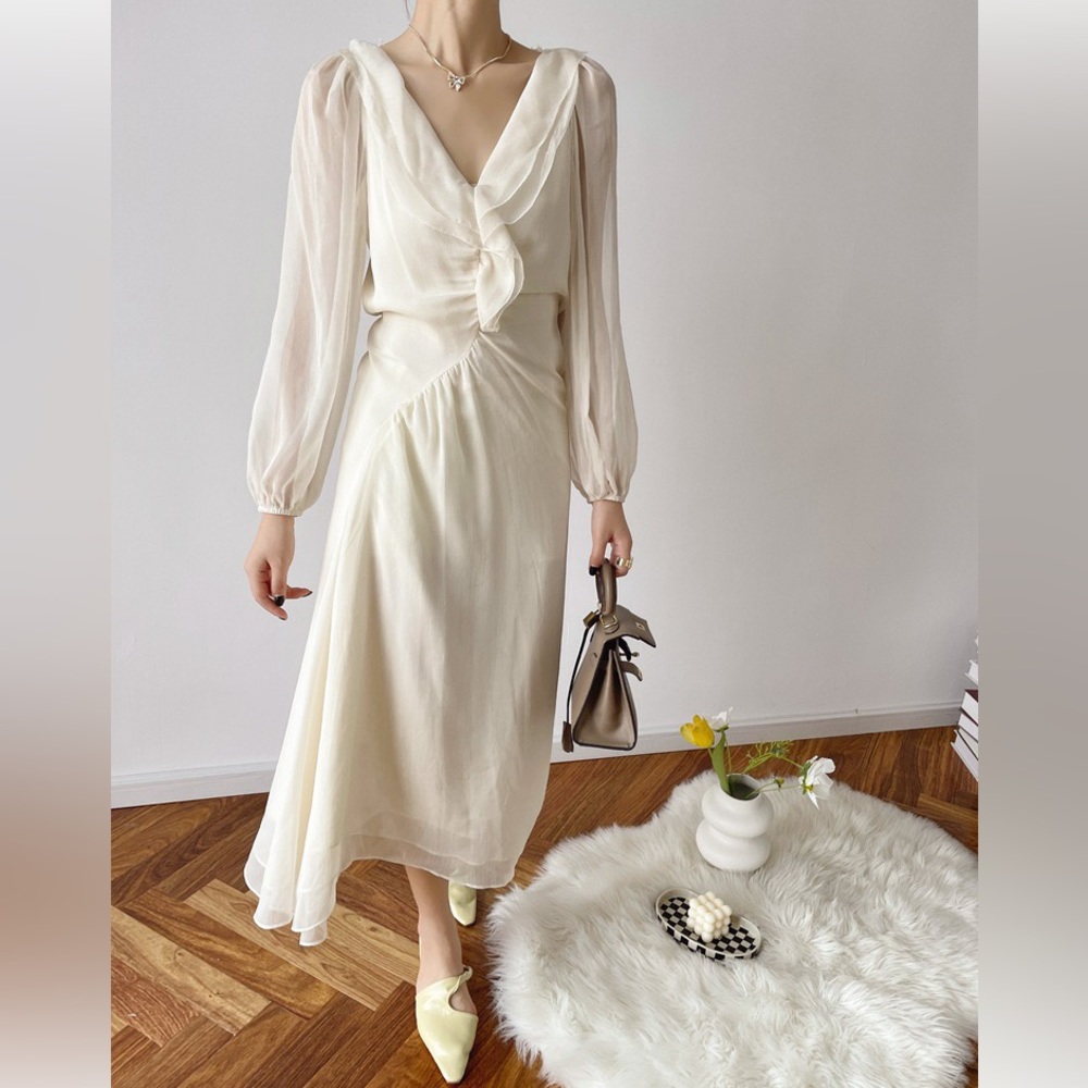 Long Sleeve Fairy White Dress